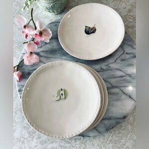 Rae Dunn by Magenta Stitched Fruit Appetizer Plates Hand-paint Boutique Collect